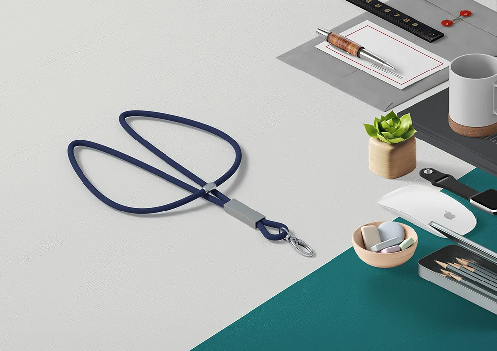 [GEI-K104-BL] lanyard with metal clip_blue
