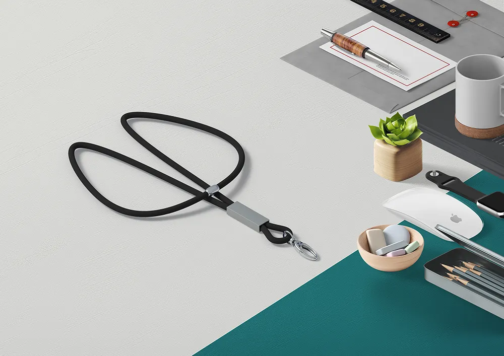 [GEI-K104-Bk] lanyard with metal clip_black