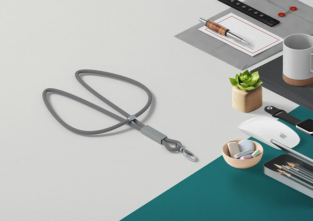 [GEI-K104-GY] lanyard with metal clip_gray